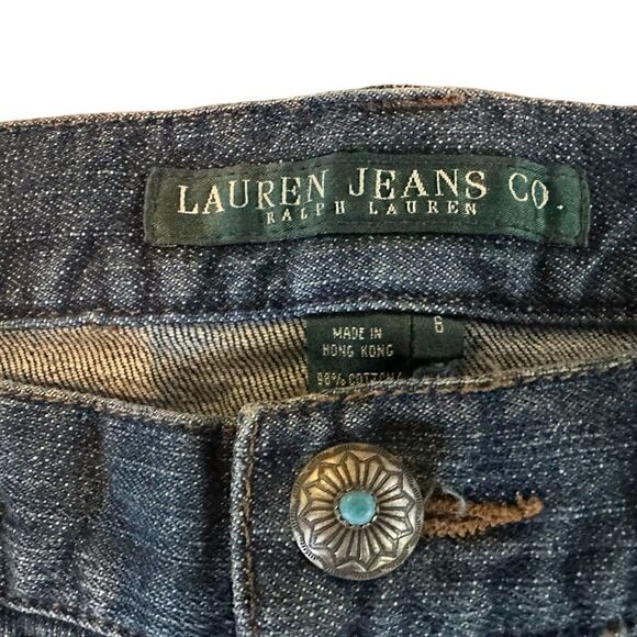Ladies Vintage Beaded Jeans by Lauren.  Aztec Design, High Rise, Size 6 - Picture 3 of 12